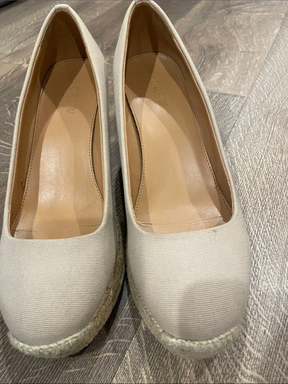 J. Crew Cream Canvas Espadrille Wedge Pumps